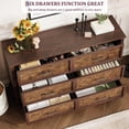 thumbnail image 5 of Home Farmhouse 6 Drawer Dresser for Bedroom, Rustic Wood Chest of Drawers with Metal Handles, Large Double Dresser TV Stand, Storage Dressers Organizer for Living Room, Nursery, 5 of 7