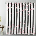 thumbnail image 2 of jafea Pink Heart Shower Curtain Sets with Rugs Black and White Striped Romantic Valentine''s Day Fabric Shower Curtain with Hooks Abstract Art Bathroom Curtains Shower Set, 72x72 inches, 2 of 6