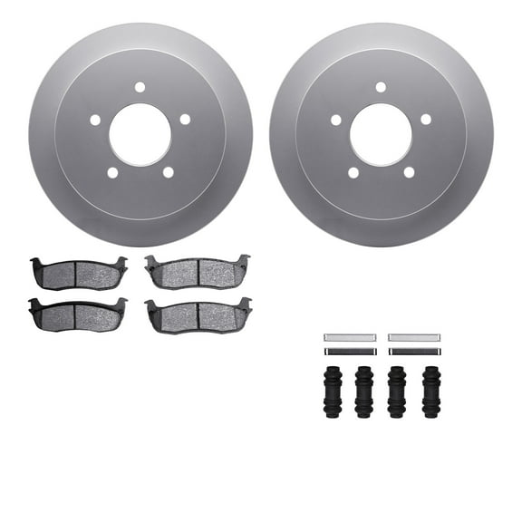 Dynamic Friction Company Rear Geospec Brake Rotors with Heavy Duty Brake Pads includes Hardware 4212-99152