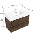 thumbnail image 5 of Bathroom Vanity 36" Walnut - Sink, Large Storage, Silent Operation, No Handle, Modern Style Silent, White Basin, 5 of 7