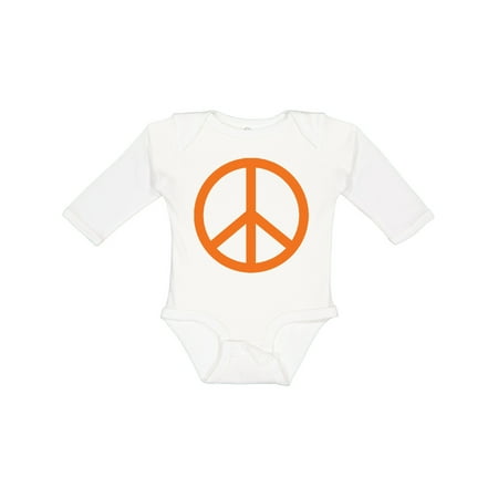 

Inktastic Funky Orange Peace Sign Gift Baby Boy or Baby Girl Long Sleeve Bodysuit