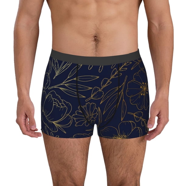 Balery Copper-Gold Gloss Outline Flower Calzoncillos bóxer para hombre, ropa interior de algodón suave y transpirable con cinturilla de nailon-X-Large