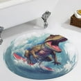 thumbnail image 4 of Surfing Dinosaurs Round Small Area Rug, Print Non Slip Washable Floor Mat, Soft Throw Rug for Living Room, Powder Room Entryway, Bathroom, Bedside, 4 of 7