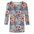 thumbnail image 6 of YUGYXL Shirts for Women 3/4 Length Sleeve Tee Tops Casual Round Neck T Shirts Summer Floral Print Dressy Blouses Gray L, 6 of 6