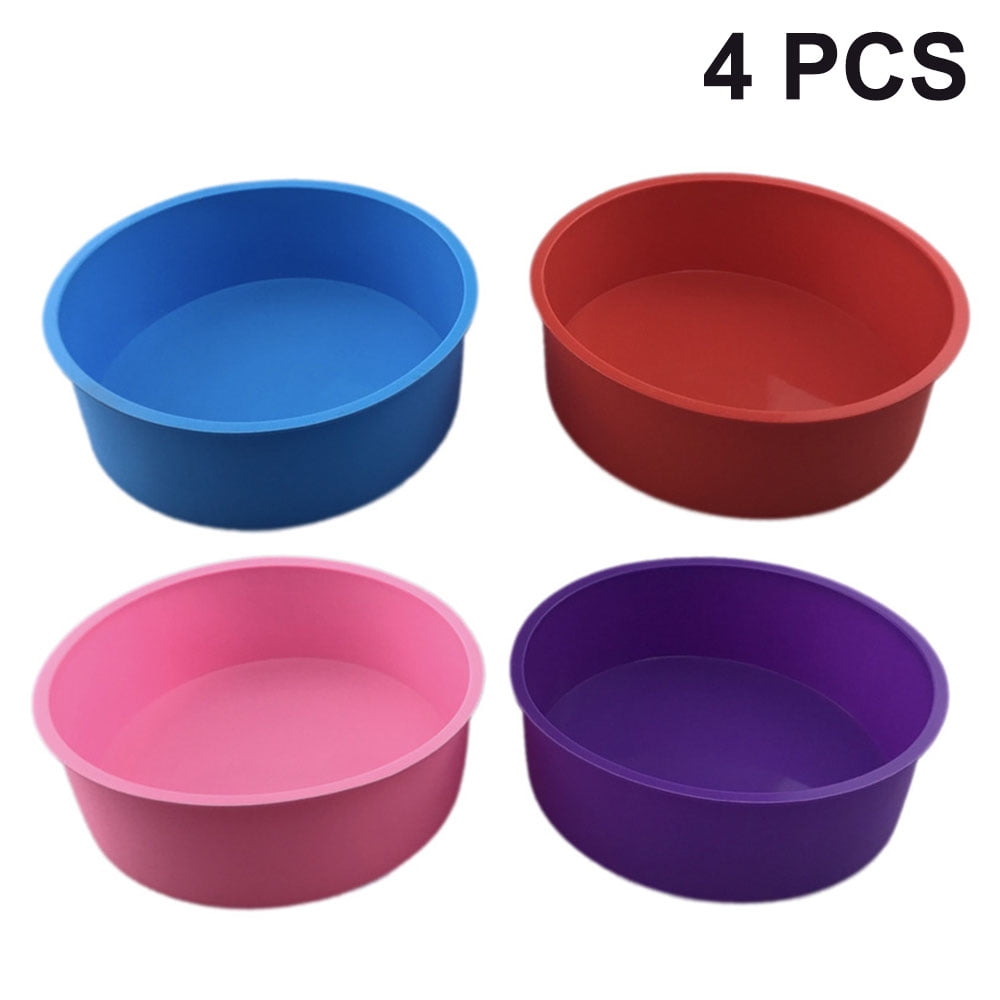 Uarter Silicone Cake Mold Baking Bekeware Pan Round Non-Stick 8 Inch and 6 Inch Blue and Rose BPA-Free Set of 2