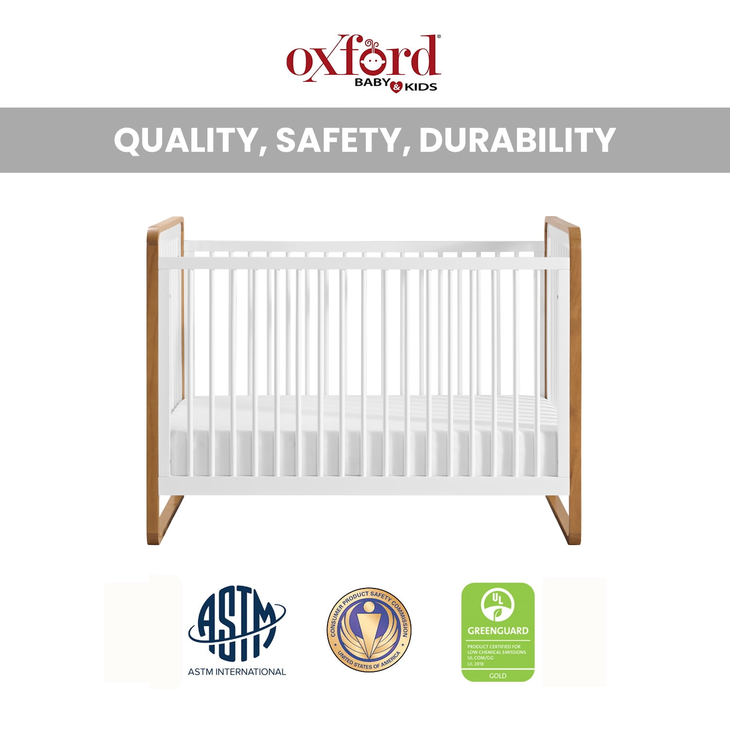 Oxford Baby Braxton Convertible Crib White / Honey Wood