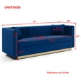 thumbnail image 5 of 78" Velvet Loveseat Sofa, Modern Vertical Channel Tufted Accent Sofa with Button Tufted and 2 Pillows, 2 Seater Upholstered Cloud Couch for Living Room, Apartment, Office, 900LBS, Blue, 5 of 6