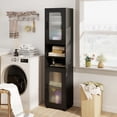 thumbnail image 4 of Costway Bathroom Cabinet, Slim Floor Storage Cabinet with 2 Fluted Doors,4 Rubber Feet Black, 4 of 10