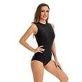 thumbnail image 3 of SWSMCLT Women's One Piece Zipper Bathing Suit Rash Guard Removable Front Half Zip Padded Swimming Surfing Junior Lap Swim Suit Sleeveless Wetsuit Black Small, 3 of 4