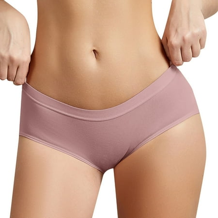 TJUJUSO Women Seamless Underwear Solid Color Plus Size Cotton Panties for Women Comfortable Mid Waist Bikini Soft Panty Ladies Briefs Brown L
