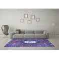 thumbnail image 3 of Ahgly Company Machine Washable Indoor Square Medallion Blue Traditional Area Rugs, 5' Square, 3 of 4