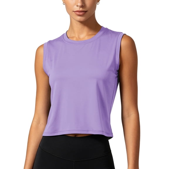NELEUS Womens Workout Tank Tops Athletic Crop Top Loose Fit Yoga Shirts Quick Dry Sleeveless,Purple,US Size L