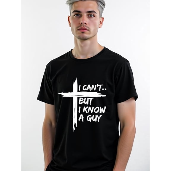 Greenink I Can't, But I Know a Guy mens round neck T-shirt black funny casual Spring and summer outdoor wear Retro Unisex Shirt Crewneck tshirts