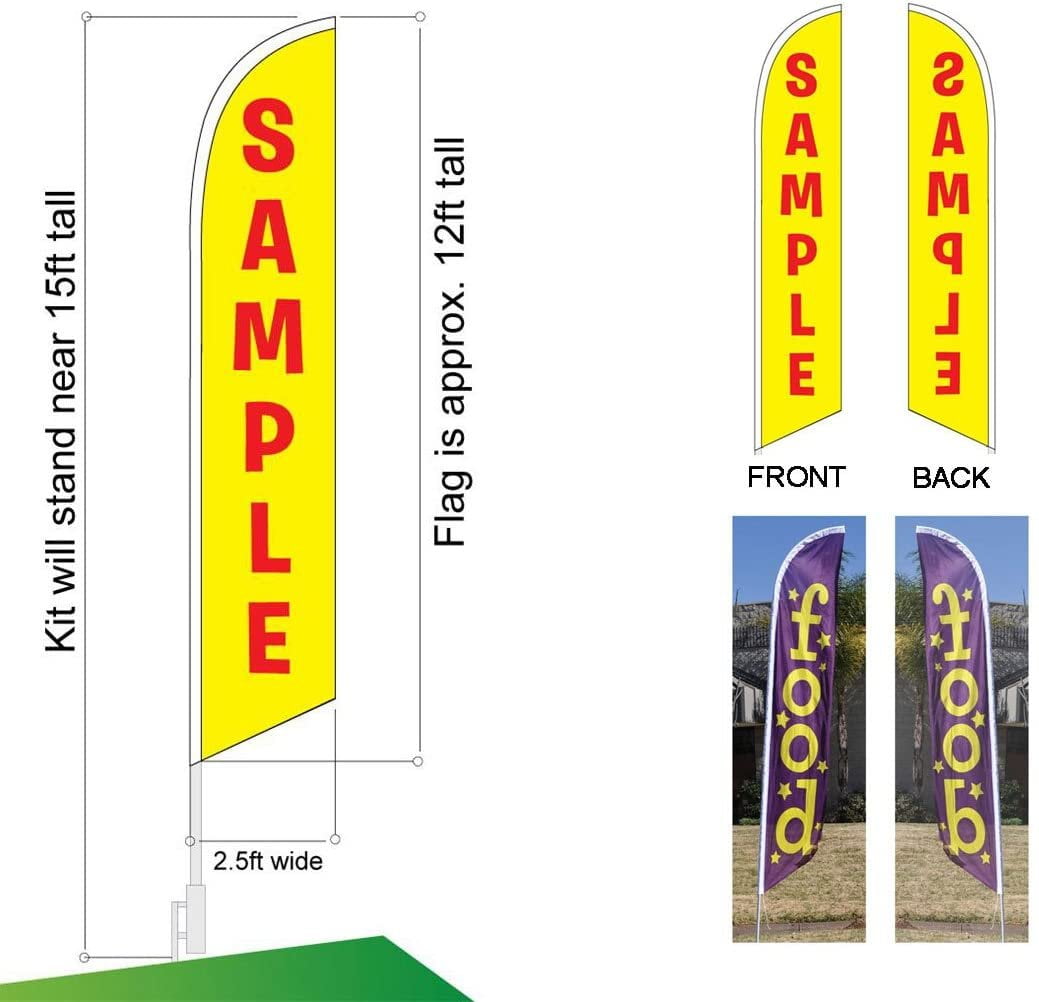FFN 3-Pack of Open House Feather Banner Flag Kits, Includes Flag Poles, Ground Stakes, and Travel Bags, 15ft Large Outdoor Signs for Real Estate Agents