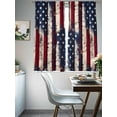 thumbnail image 4 of Independence Day Sheer Curtains 2 Panels Set U.S. Flag Themed Five-Pointed Star Retro Wood Grain Sheer Window Curtains Light Filtering Rod Pocket Voile Drapes for Bedroom Living Room 52"x63", 4 of 9