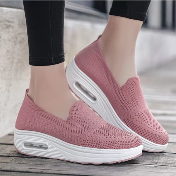 Zapatos de malla transpirable para mujer, zapatos de balancín deportivos suaves con cojín de aire de fondo grueso Wmkox8yii shalkjhdk236