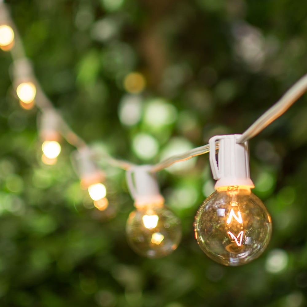Patio & Bistro Lights Globe String Lights 2 Inch E17 Bulbs 100 Foot White Wire C9 Strand Clear