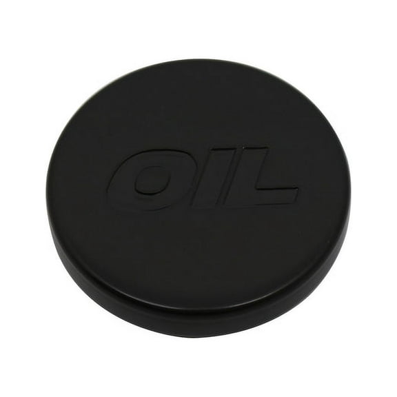 Push-In Oil Cap Plug Black Steel Rubber Base With Oil Logo For 1.25 Inch Holes