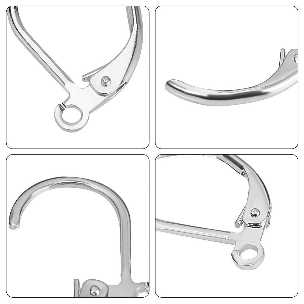 1 Box 200Pcs Leverback Earring Hooks 925 Sterling Silver Plated Brass French Earring Hooks Clasp Clip Ear Wire for Dangle Jewelry Making DIY Findings
