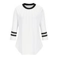 thumbnail image 5 of Tops for Women under $5 3/4 Sleeve Color Block Round Neck Solid Color Casual Top White L, 5 of 5