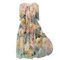 thumbnail image 2 of WFJCJPAF 2025 New Product Autumn Dresses for Women under $10 Plus Size,Women's Summer Printed Fashion 3/4 Sleeve Turndown Collar Dress - Pink S, 2 of 5