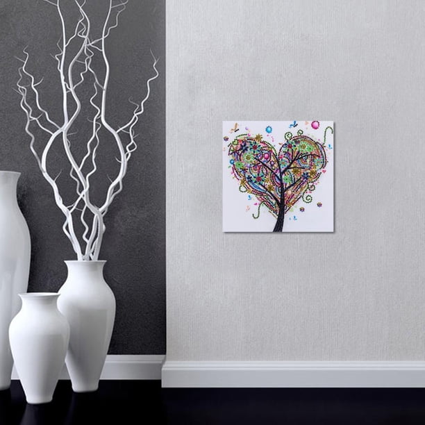 Kit de imagen de de imitación de pintura de diamante en forma especial de árbol colorido 5D Corazón Hugo Pintura de diamante de taladro completo