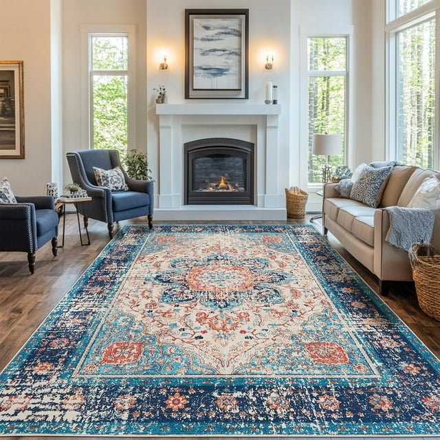Area Rugs for Entryway x Lightweight Machine Washable Rug Vintage Area Rugs for Bedroom Neutral Bathroom Mat Indoor Carpet for Playroom Office Living Room(Grey xft)
