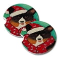 thumbnail image 1 of KuzmarK Sandstone Car Drink Coaster (set of 2) - Welsh Corgi in Santa Hat and Scarf Christmas Dog Art by Denise Every, 1 of 1