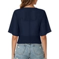 thumbnail image 3 of Women Shrug Chiffon Cardigans Open Front Short Sleeve Bolero for Evening Dressy Navy XL, 3 of 4