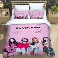 thumbnail image 1 of Juego de ropa de cama con estampado de grupo idol coreano, suministros de cama exquisitos, funda nórdica, edredón, juego de cama de lujo, negro-rosa, 1 of 4