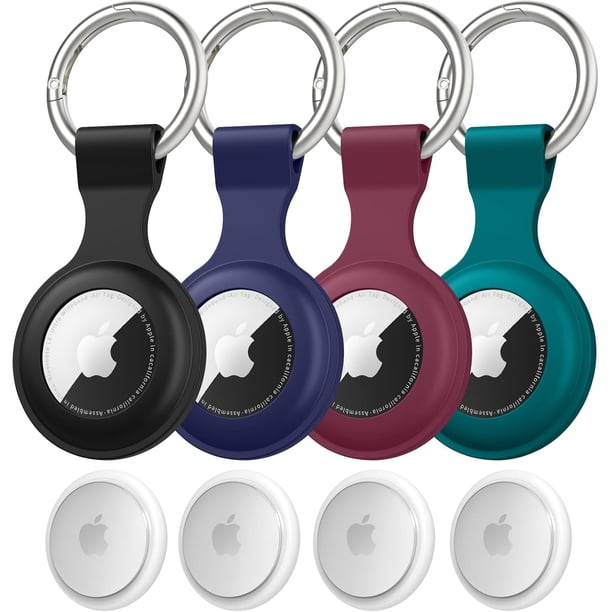 Paquete de 4 Fundas AirTag para Apple AirTag 2021, antipérdida para AirTags, Compatible con Llavero AirTag, antiarañazos para AirTags, Funda Protectora para Apple AirTags, Accesorios (4 Negro)