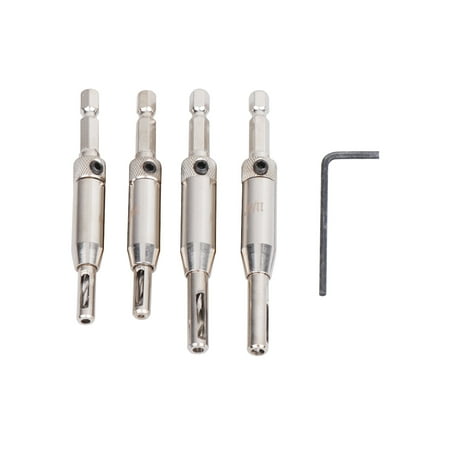 

4 in 1 Hexagonal Drill Bit Set Woodworking Hole Puncher Countersunk Head Drill Wood Hole Reamers with Wrench
