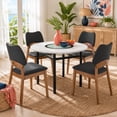 thumbnail image 4 of 5-Piece Dining Set With 42" Round Table and 4 Black PU Chairs for Dining Room, 4 of 8