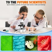 LAKWAR Microscope for Kids Beginners Student,Compound Biological Educational Microscope with Smartphone Adapter Slides Set,Educational Kits Gift