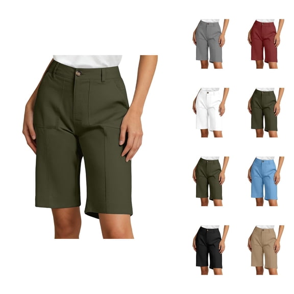 Bermuda Shorts for Women Knee Length Summer Casual Wide Straight Leg Loose Businees Casual Work Shorts with Pockets