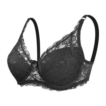 Plus Size Nursing Bra Women Convertible Bra Feature V-Neck Wire-Free Bra Style W-874 Hook and Eye Closure Plus Size Bras Black 38
