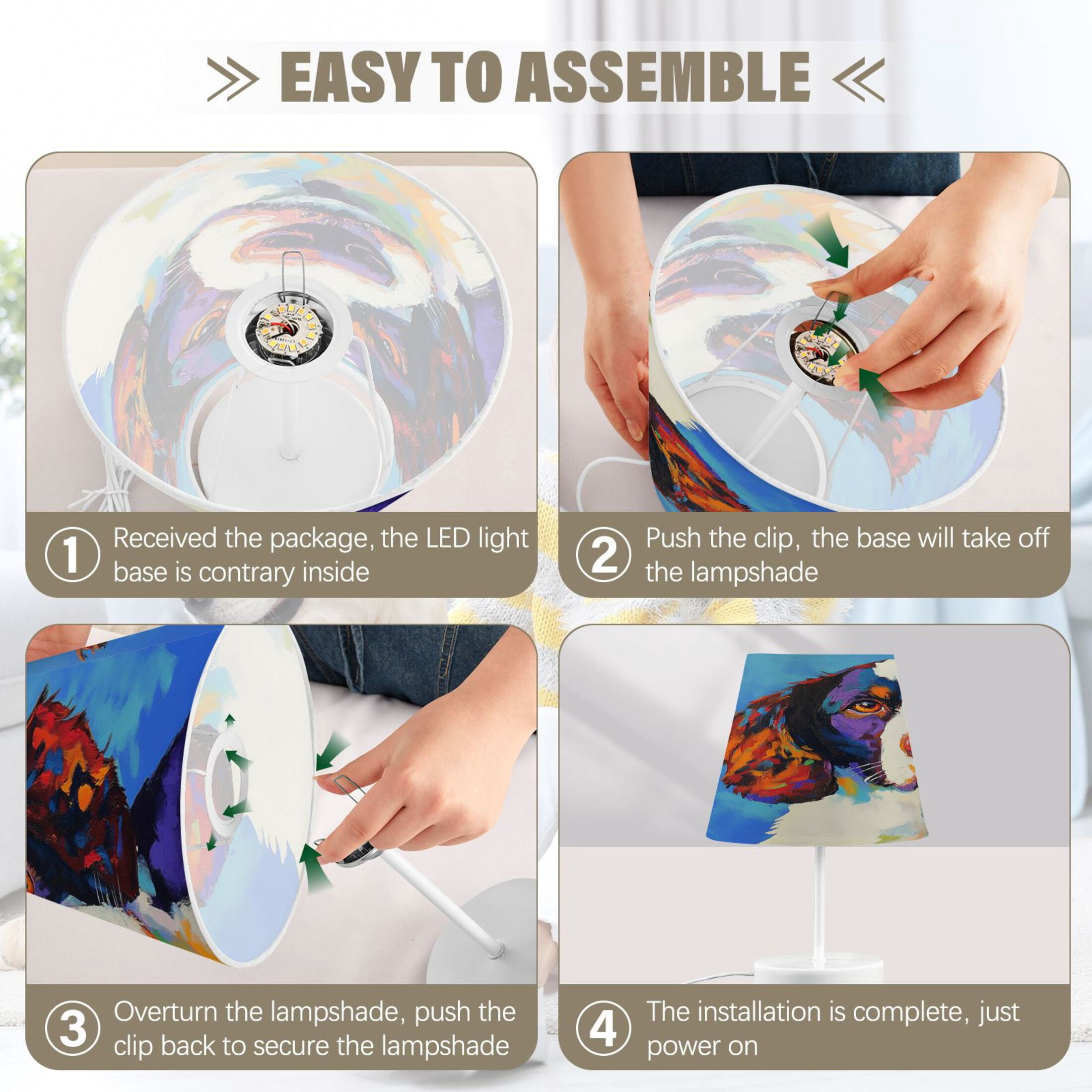Table Lamp Small 5.9x10.8 Inches Table Lamps Night Light Tools & Home Improvement Bedroom Lamp Guest Room Lamp Study Lamp Office Lamp Color Oil Painting Dog