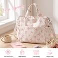thumbnail image 2 of Gocvo Corduroy Tote Bag, Large Tote Bags for Women, Crossbody Shoulder Handbags for Work Travel（Pink Bow）, 2 of 9