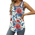 thumbnail image 4 of Frostluinai Ribbed Tank Tops for Women Scoop Neck Sleeveless Long Tanks Casual Boho Floral Print T Shirts Plus Size Summer Curved Hem Tanks, 4 of 7