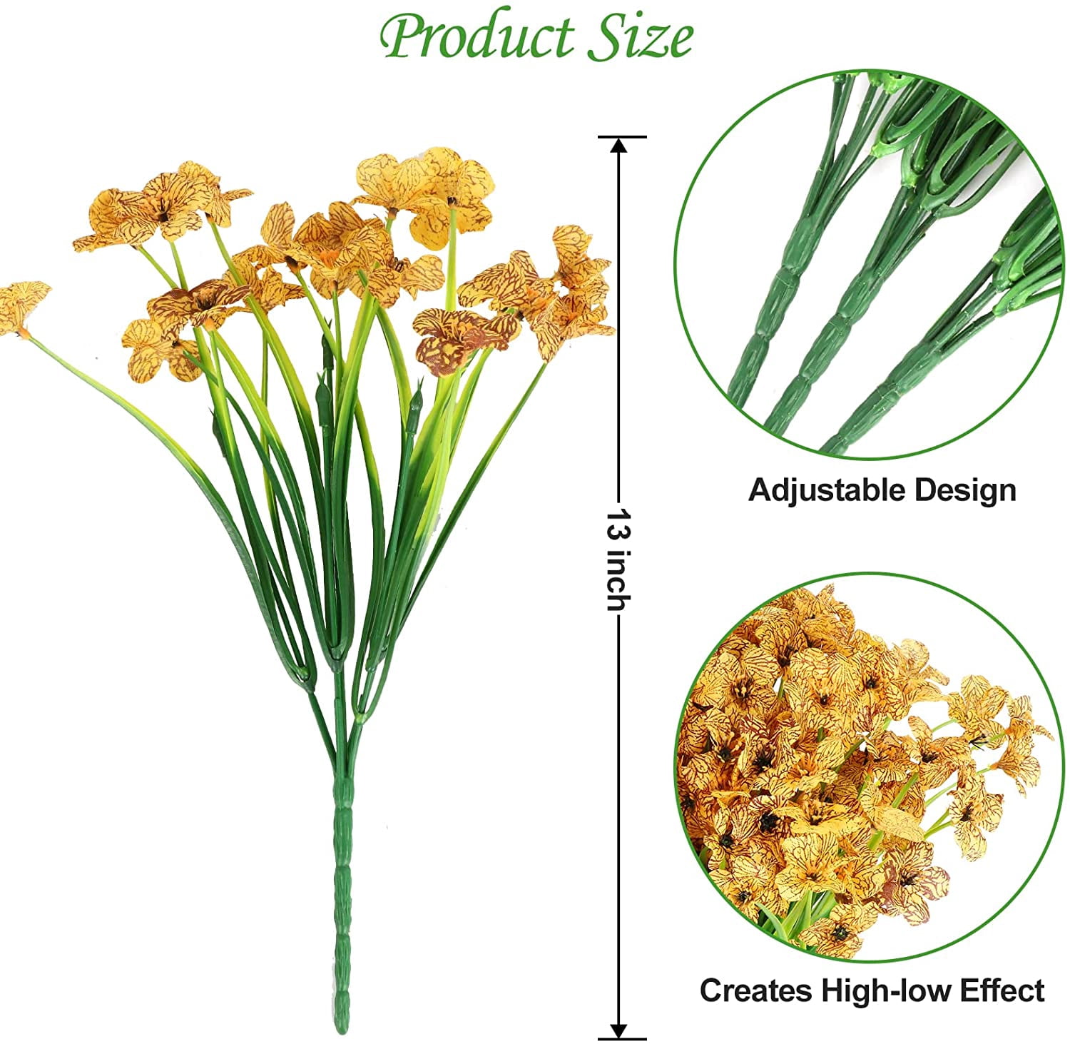 Sinhoon 6/12/18 Bundles Artificial Flowers UV Resistant Fake Flowers for Outdoor No Fade Faux Plastic Greenery Shrubs Garden Decor