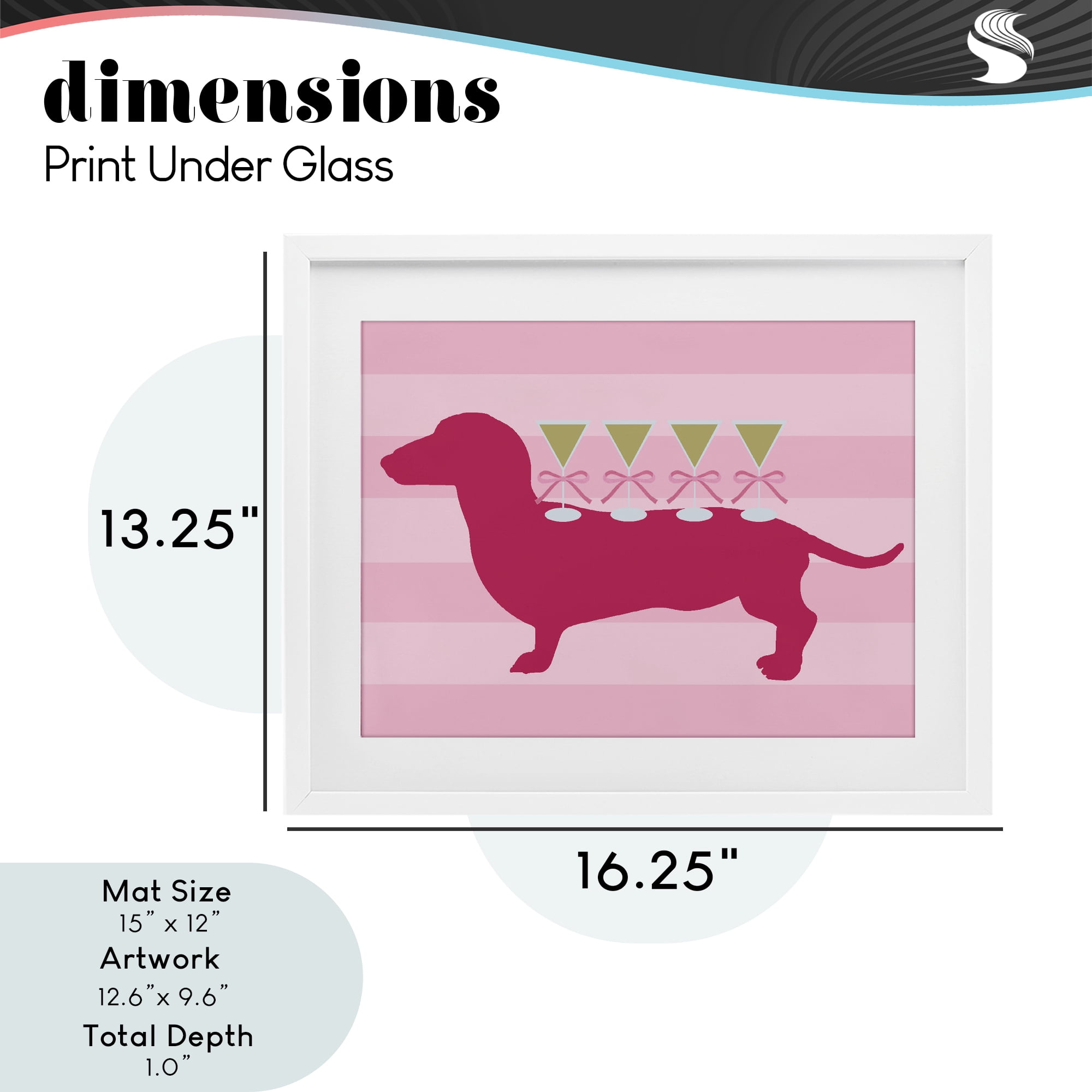 Stupell Industries Pink Dachshund With Martinis White Framed Print Under Glass, design by Lil' Rue