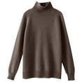 thumbnail image 4 of Idoravan Long Sleeve Shirts for Women,Ladies, Women's Fashion R-Neck Long Sleeve Loose Solid Color Blouse Coffee M, 4 of 4