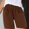 thumbnail image 2 of Charmgo Womens Shorts Clearance, Womens Cotton High Elastic Waist Pleated Ruffle Cute Shorts Beach Flowy Casual Shorts High Waist Drawstring Running Shorts for Women, Capri Pants for Women Brown, 2 of 5