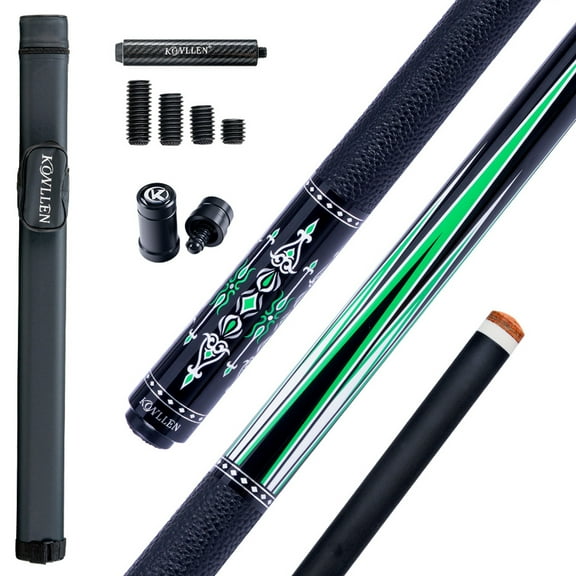 KONLLEN Carbon Fiber Pool Cue Stick with green 58-inch Professional Pool Sticks 12.5mm Tip