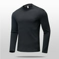 thumbnail image 2 of ZCFZJW Mens Athletic T-Shirts Casual Solid Color Long Sleeve Quick Dry Crew Neck Basic Workout Pullover Tops Trendy Fall Sportswear Shirts Black XXXL, 2 of 9