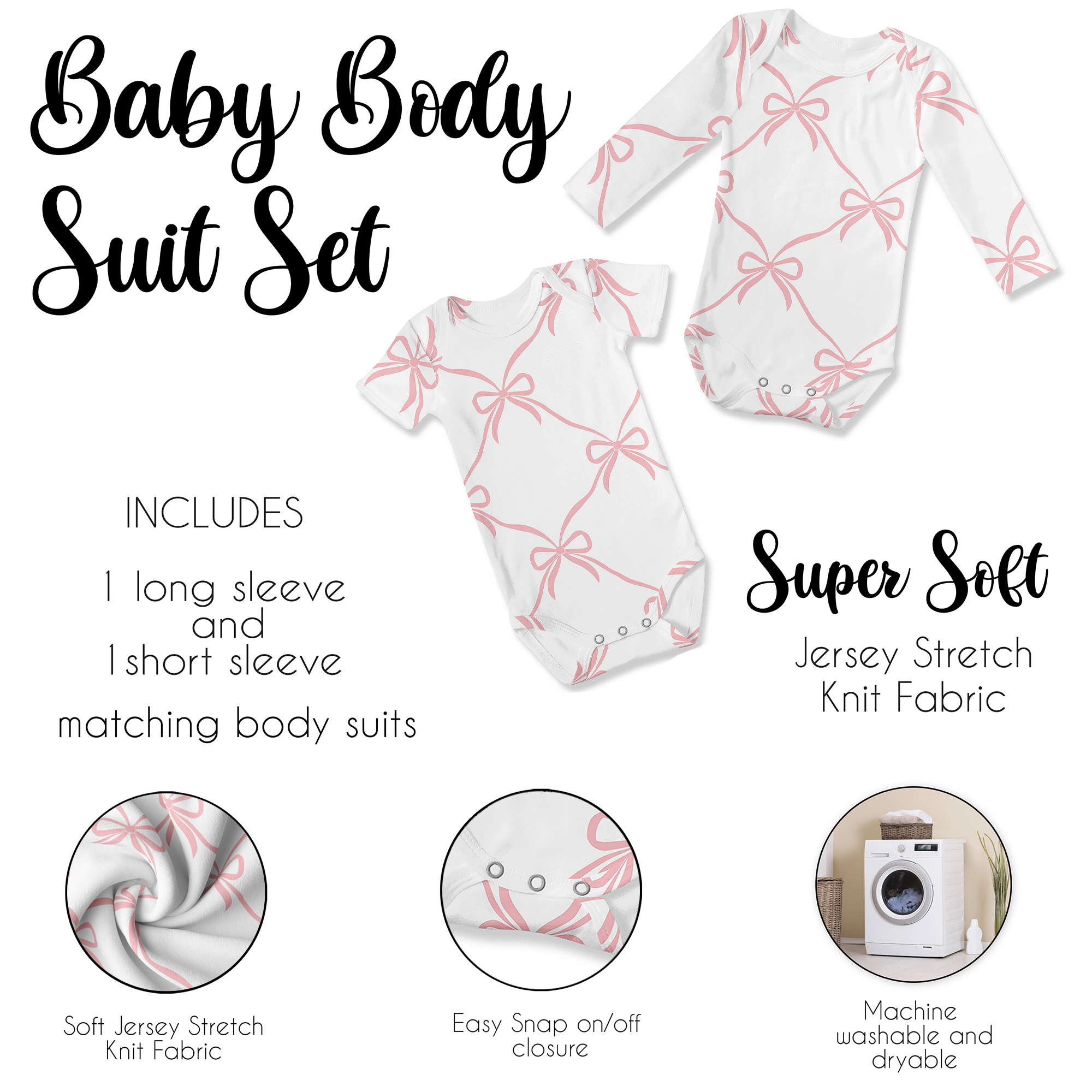 Sweet Jojo Designs Ballerina and Ballet Bows Girl Baby Clothes Bodysuits 0-6M