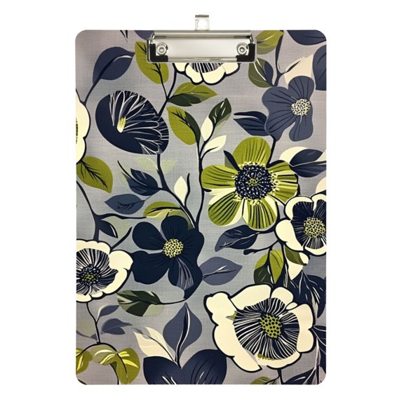 FORMRS Acrylic Clipboard with Low Profile Clip Standard A4 Letter Size, 12.5" x 9", Green Floral