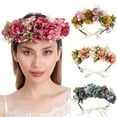 thumbnail image 2 of Rose Crown Flower Garland Headband Hair Garland Floral Headdress Halo Bohemian Party Wedding, 2 of 12