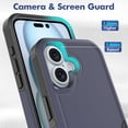 thumbnail image 5 of Decase Heavy-Duty Rugged Case for iPhone 16,Dual Layer Military Grade Drop Protection Anti-Fingerprint Anti-Scratch Hard Back Cover Silicone Bumper Shockproof Protective Case for iPhone 16,Darkblue, 5 of 5