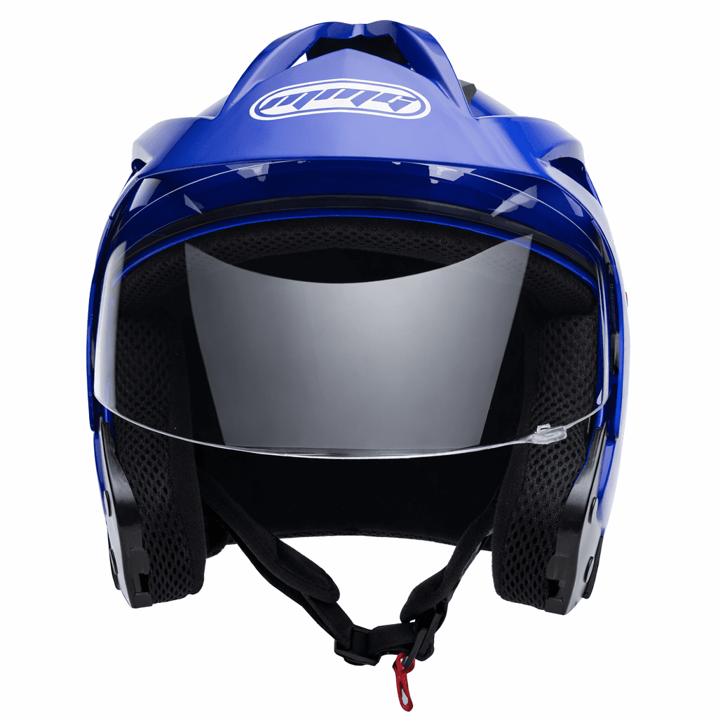 MMG Motorcycle Scooter Street Open Face Helmet DOT - Flip Up Shield - Gloss Blue (X-Large) Model 20